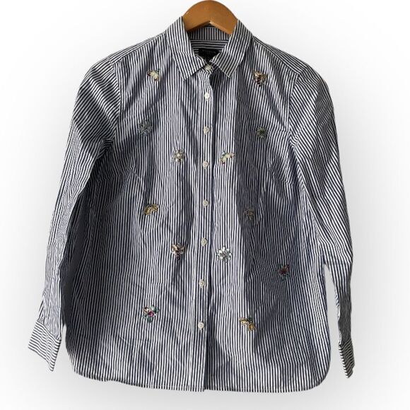 Talbots 3D Gem studded striped blouse size SP 000052 - Picture 1 of 5